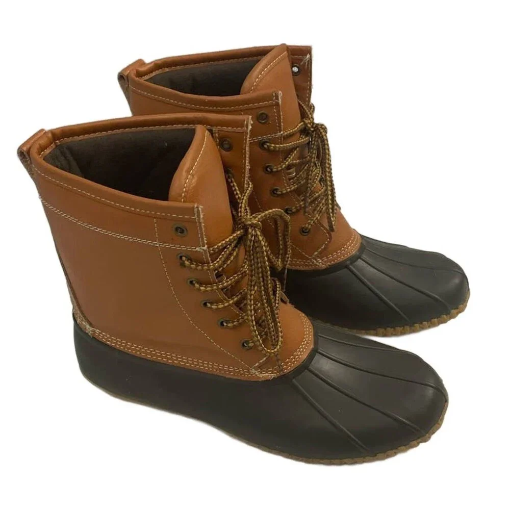 Target Womens Size 10 Steel Shank Partial Leather Lace Up Duck Rain Boots